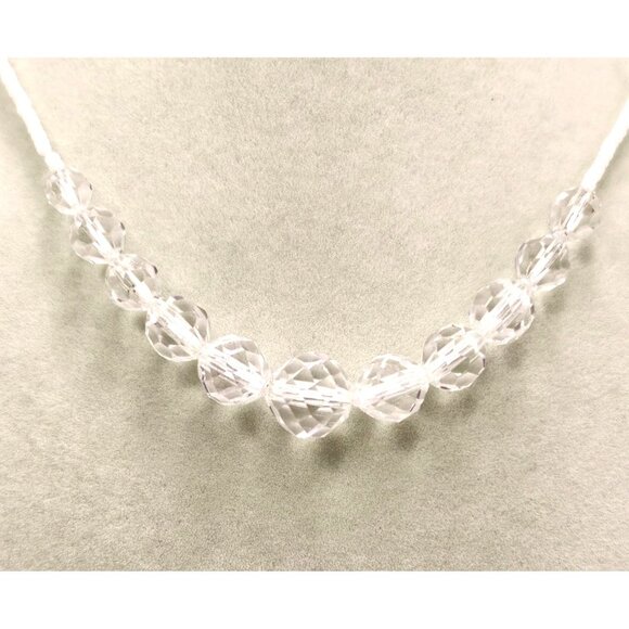 Vintage Faceted Glass Beads With Small White Accent Beads Necklace - 24" - Picture 3 of 4